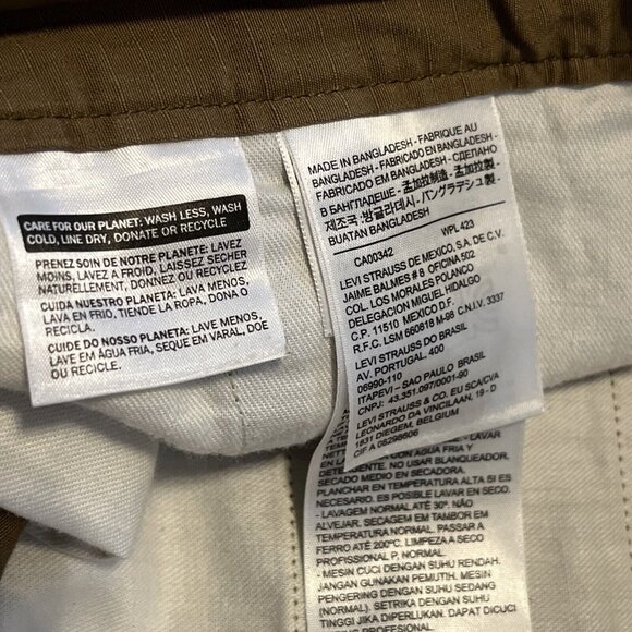 Men's Levis Cargo Shorts SZ 38x9 Tan Brown Ripstop Modern White Tab Summer - Picture 6 of 10